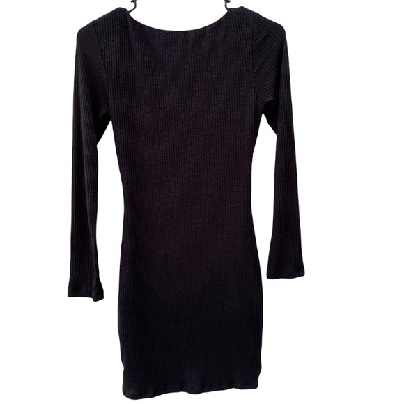 Princess Polly Womens Size 4 black long sleeve ribbed double cutout dress - Picture 2 of 8